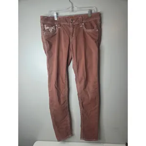 Rock Revival Ankle Skinny Women’s 31 Brown Embroidered Rhinestone Denim Jeans thumbnail 2
