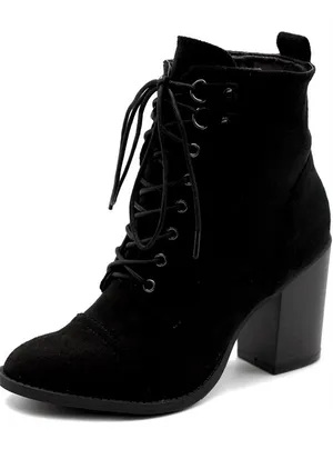 Ollio Women's Shoe Faux Suede Lace Up High Heel Ankle Boots Sz 9 Retail $48.99 thumbnail 1