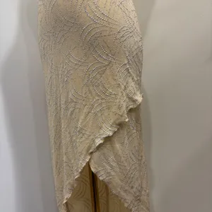 Y2K Anna Bella Gold Silver Glitter Halter Asymmetrical Hem Midi Dress Small Hoco thumbnail 4