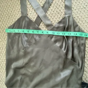 Michelle Mason Cross Back Slit Maxi Dress - Womens Size 2 Gunmetal NWT thumbnail 11