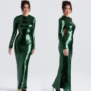 HOUSE‎ OF CB 'Belle' Pine Green Sequin Maxi Dress NWOT size S thumbnail 2