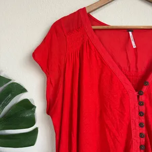 Free People Highland V-Neck Linen Blend Short Sleeve Tunic thumbnail 5