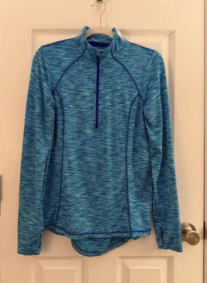Xersion Blue Space Dye Quarter Zip Athletic Pullover Small thumbnail 1