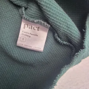 Pact Teal Waffle Knit‎ Long Sleeve Shirt Crew Neck Organic Cotton Size Small thumbnail 4