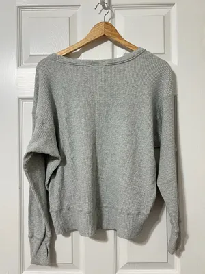 OFFLINE By Aerie Wow! Waffle Oversized Long Sleeve Top Size XS Heather Gray thumbnail 5