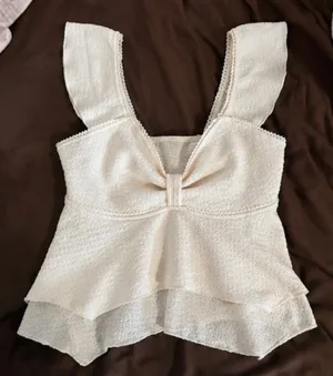 Babydoll Cream Top White thumbnail 1