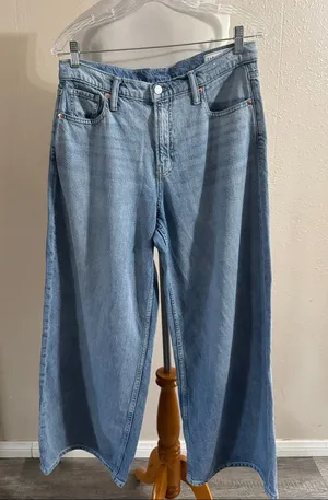 GAP Baggy Mid Rise Que Wide-Leg Denim Pants thumbnail 1