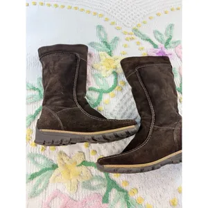 Made in Italy vtgBrown Suede leatherMid Calf Boots Side Zip Lug Sole‎ Size 39 thumbnail 6