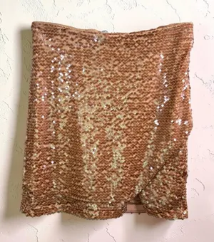 RACHEL ZOE Stretch‎ Sequin Mini Skirt in Rose Gold, Large thumbnail 1