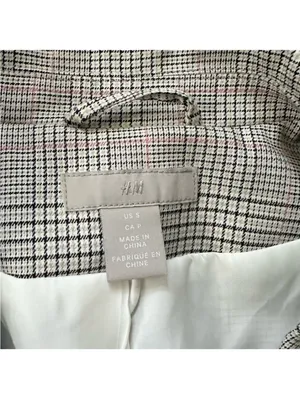 H&M Glen Plaid Single Button Notch Lapel Suit Jacket Lined Blazer Size Small thumbnail 5
