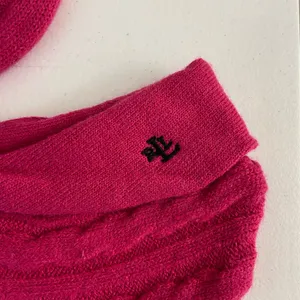 NWOT Lauren Ralph Lauren women’s hot pink cable knit sweater‎ booties slippers thumbnail 2