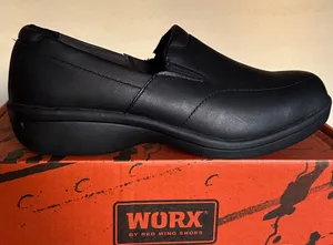 Worx Womens Black Leather‎ Slip On Work Comfort Slip Resistant Shoes Sz 10 M thumbnail 1