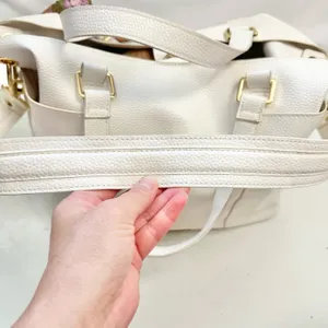 Steve Madden White Faux Leather Large Satchel Shoulder Bag Purse thumbnail 5