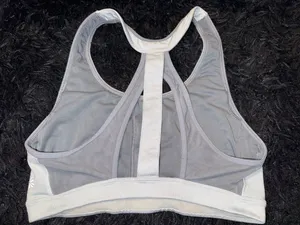 Athleta Women's Size S White and Grey Mesh Racerback Sports Bra thumbnail 2