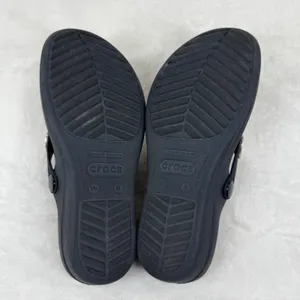 Crocs Sanrah Hammered Circle Wedge Flip Flops Navy Gray‎ Womens Sandal 6 thumbnail 9