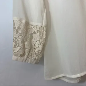 Anthropologie Pins and Needles Ivory White Semi-Sheer Lace Tunic Blouse Top XS thumbnail 4