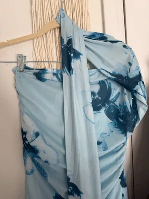 Summer Floral Formal Wedding Guest Dress Strapless Tube Dress with Scarf Summer Cocktail Long Maxi Dresses thumbnail 3