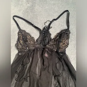 Victoria’s secret Black Sheer Lace Lingerie chemise medium thumbnail 2