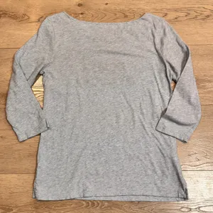 LOFT Ann Taylor 3/4 Sleeve Boat Neck T‎ Shirt More Amour Graphic Size Small Blue thumbnail 6