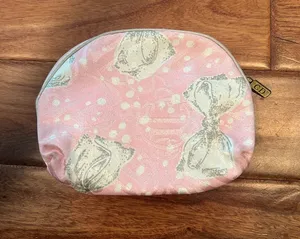 Christian Dior Vintage Pink Satin Imprinted Bow Makeup Case thumbnail 1