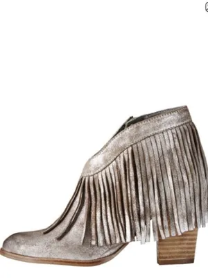 Ariat Unbridled Layla Fringe Ankle Boot in Metallic Taupe Brown size 7 thumbnail 2