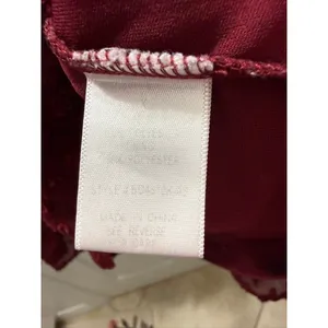 Arula Burgundy Swiss Dot Mini Dress Women L Wine V-Neck Balloon Sleeve Ruffle thumbnail 8
