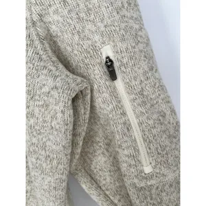 LL BEAN Sweater Fleece Jacket Womens Medium Beige Oatmeal Full Zip 279684 thumbnail 3