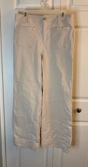 Loft Wide Leg Ecru Denim Pants 8 thumbnail 1