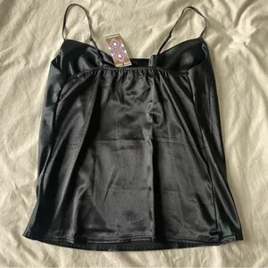 NWT Boohoo Black Satin Cowl Neck‎ Top thumbnail 4