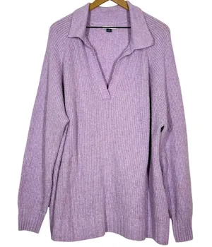 American Eagle Collared Sweater Womens Size Large Purple Knitted Pullover Preppy thumbnail 1