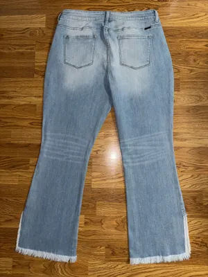 Kancan Bootcut Jeans Women’s Plus Size 22 Light Wash Distressed Raw Hem Slits thumbnail 10