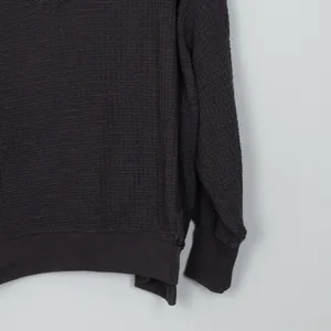 American Eagle Seriously Lived In Big Hug Waffle Knit Pullover Gray M Oversized thumbnail 4
