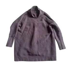 Free People Cowl Neck Tunic Sweater Medium Purple Oversized Knit Minimalist Boho thumbnail 1