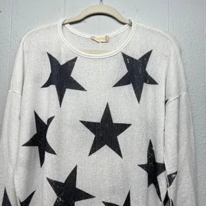 Altar'd State Star Print Knit Sweater Womens Small Stretch Oversized Patriotic thumbnail 4