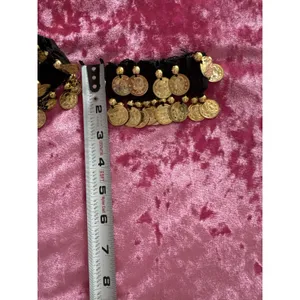 Gypsy Halloween Accessories Belly Dance Costume Hip Scarf Coins Beads Gold thumbnail 11