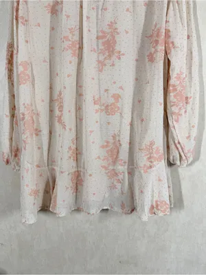 Free People Women’s Dreamland Printed Tunic Top Semi-Sheer in Floral Print L thumbnail 10