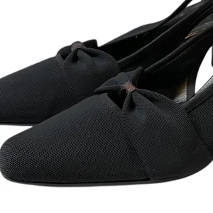 VANELI Black/Brown Animal Trim Canvas Side Cut Out High Heel Shoes - 8.5 Narrow thumbnail 7