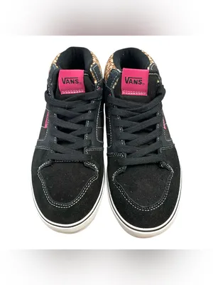 Vans Ellis Size 7 Black Suede Mid Top Sneakers with Leopard Collar Hot Pink NWO thumbnail 4