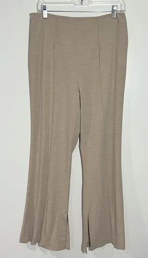 NEW Lattelier High‎ Waist Flare Leg Pants Side Ankle Slit Center Seam XL Career thumbnail 1
