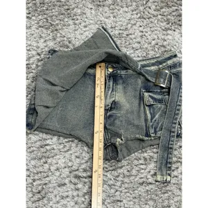 Vintage Y2K Women’s Denim Cargo Mini Skort Low Rise Belted Pockets 2000s Size M thumbnail 8