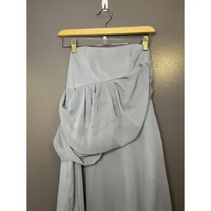 Jim Hjelm Occasions Dress Womens 8 Blue Chiffon Strapless Ruched Maxi Formal thumbnail 2
