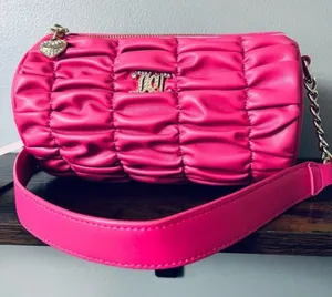Juicy Couture Run the World Pink Flash Ruched Barrel Shoulder Bag NWT thumbnail 1