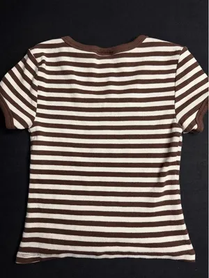 Brown and white striped top thumbnail 3