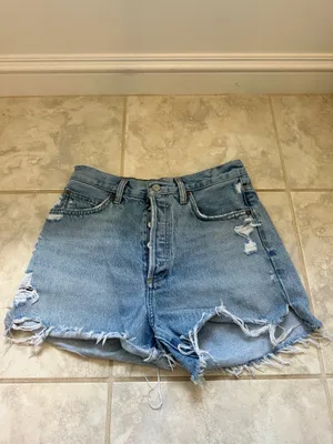 Agolde Light Wash Denim Shorts thumbnail 4