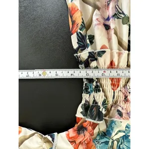 White Floral Maxi Dress Size L Flowy Feminine Long‎ Summer Lightweight Boho thumbnail 9