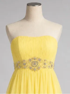 NWT May Queen Yellow Strapless Beaded Y2K HOCO Dress Plus 16 Party thumbnail 4