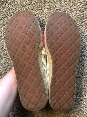 UGG Catrin Crochet Slip Ons Coral Red Pink Beige Espadrille LEATHER Flats US 8 thumbnail 8