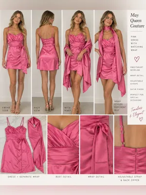 Vintage May Queen‎ Couture Pink Dress With Wrap thumbnail 3