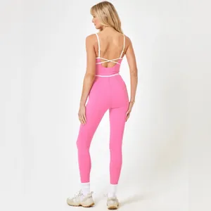 L*Space Ace Jumpsuit Pink Taffy & Cream Sporty Anthropologie Pilates Yoga Small thumbnail 8