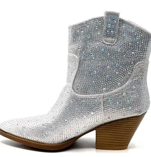 Rhinestone cowboy boots Silver Size 7.5 thumbnail 1